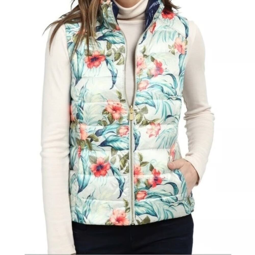 Tommy Bahama Spring Resort Wear Reversible Duck Down Puffer Vest-Med (reg$228) - Picture 1 of 12